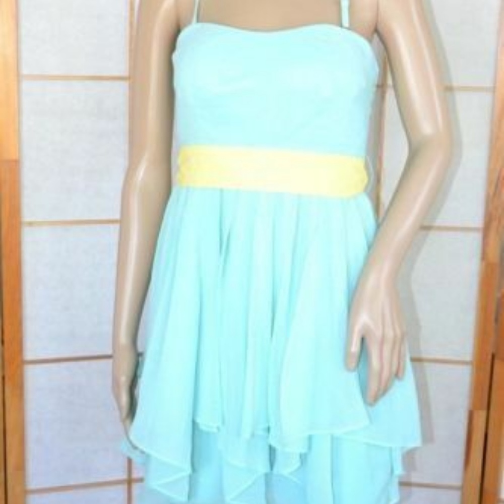 NWT Ark Co Anthro Blue Tiered Chiffon Dress S - Picture 1 of 4